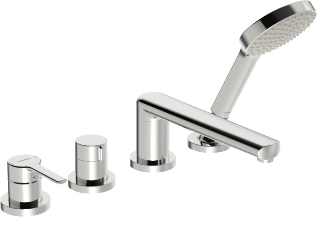 HA Einhebelmischer Fertigmontageset für Wanne/Brause HANSARONDA 0340 Rosette rund 3-strahlig 72 mm Chrom
