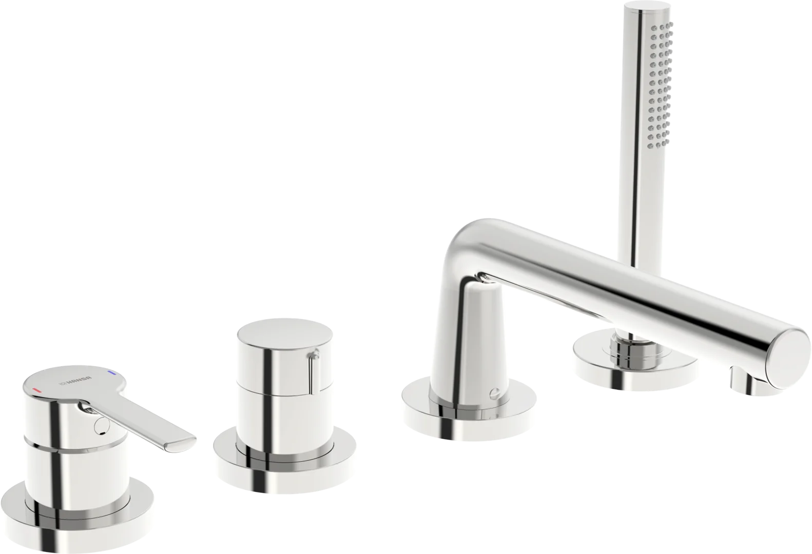 HansaRONDA Wannenarmatur Hansaronda neu Einhebelmischer Fertigmontageset für Wanne/Brause 0340 Rosette rund 3-strahlig 72 mm Chrom