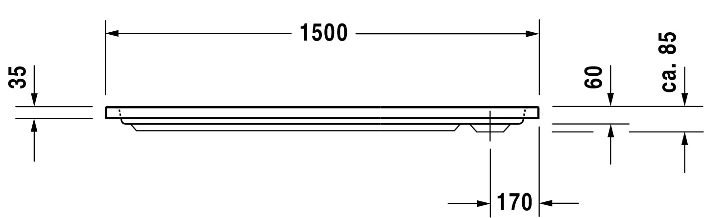 Duravit rechteck Duschwanne „D-Code“ 150 × 75 cm ohne Antislip