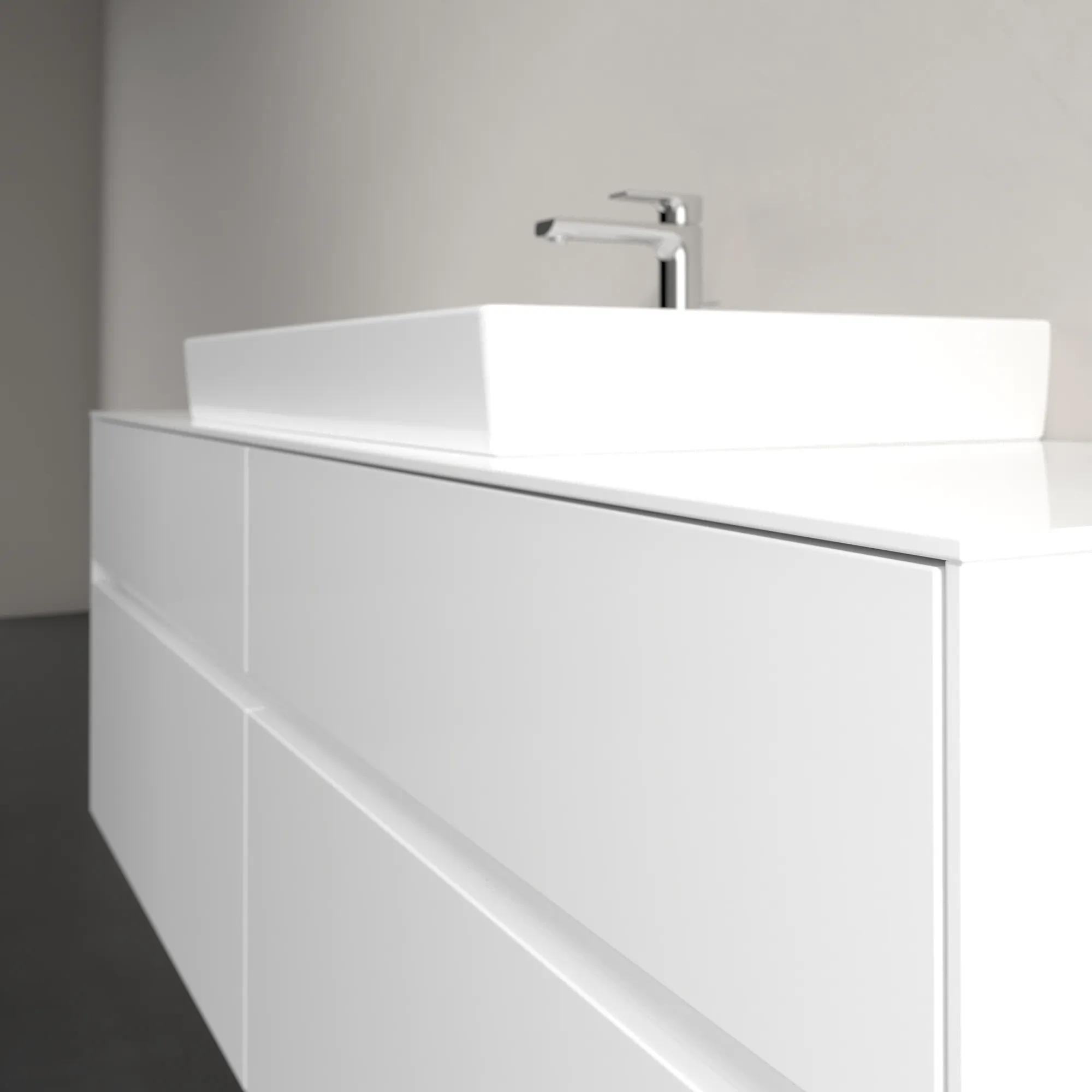 Villeroy & Boch Waschtischunterschrank „Collaro“ 1600 × 548 × 500 mm Glossy White, ohne Beleuchtung, für Becken mittig