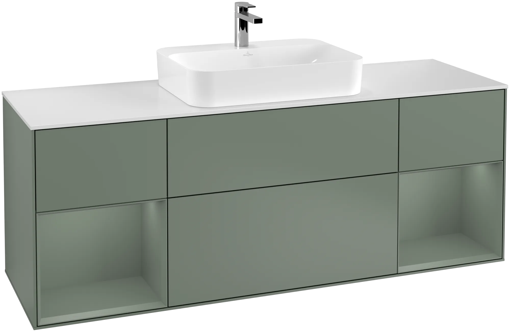 Villeroy & Boch Waschtischunterschrank „Finion“ für Schrankwaschtisch 1600 × 603 × 501 mm Olive Matt Lacquer, für Becken mittig Villeroy & Boch Waschtischunterschrank „Finion“ für Schrankwaschtisch 1600 × 603 × 501 mm Olive Matt Lacquer, für Becken mittig