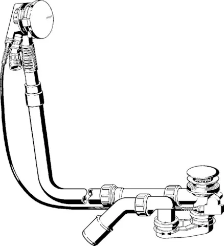 Viega Ab- und Überlaufgarnitur mit Zulauffunktion Modell 6161.70 „Multiplex Trio“ 6161.70 in 1070 mm × DN40 / 50 verchromt 11 cm