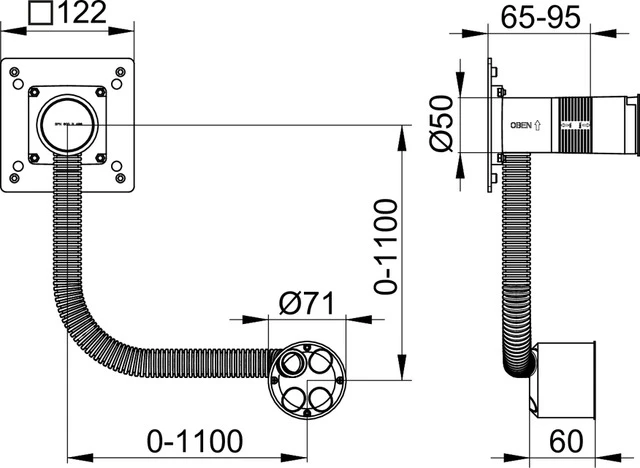 KEUCO Armaturenzubehör Rohbau-Set für Elektronik-Waschtischmischer 1200 mm