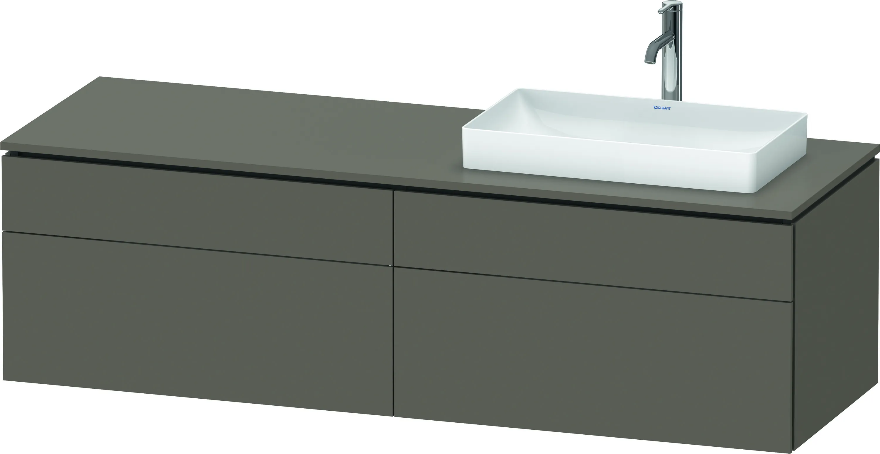 Duravit Waschtischunterschrank wandhängend „L-Cube“ 162 × 48,2 × 55 cm Flannel Grey Seidenmatt, rechts
