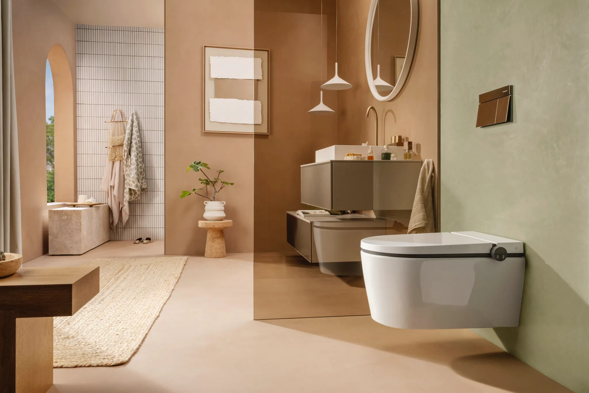 LavaPura Element S Wand-Dusch-WC Komplett Set AquaHelix Flush, SmartClean, HygieneEffect, Weiß