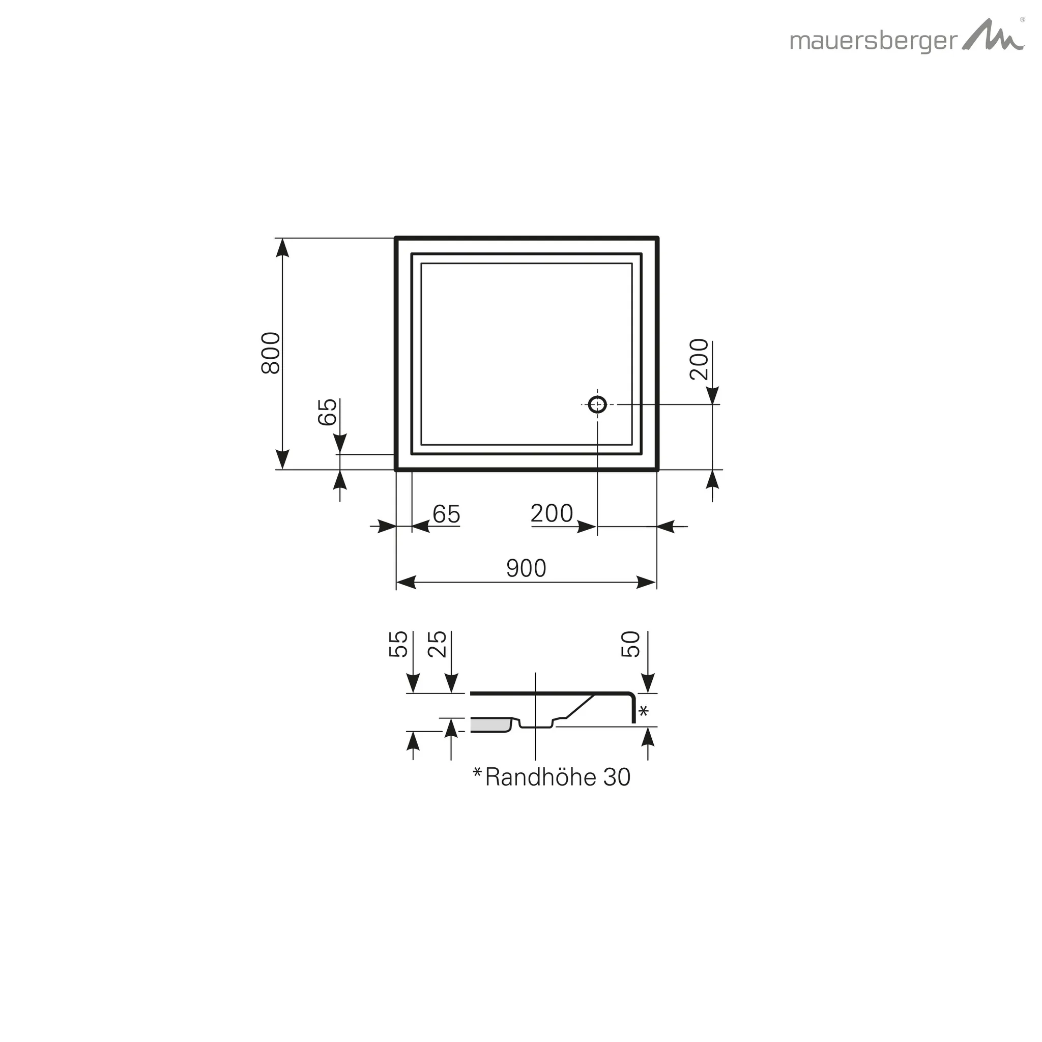 Mauersberger Acryl-Duschwannen-Einheit 90⁄80 1-teilig mit Dichtvlies, weiß Mauersberger Acryl-Duschwannen-Einheit 90⁄80 1-teilig mit Dichtvlies, weiß