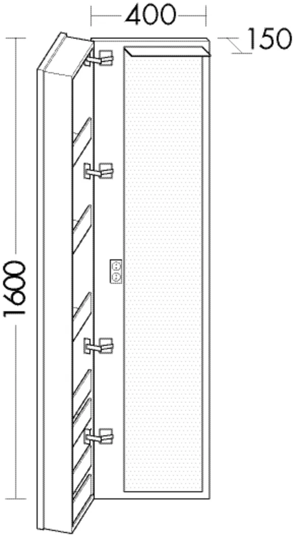 Ganzkörperspiegel bel von burgbad – 1.600 mm hoch, 400 mm breit, 150 mm tief mit LED-Beleuchtung (4.000 K), 2,6 W, Energieeffizienzklasse E, IP24