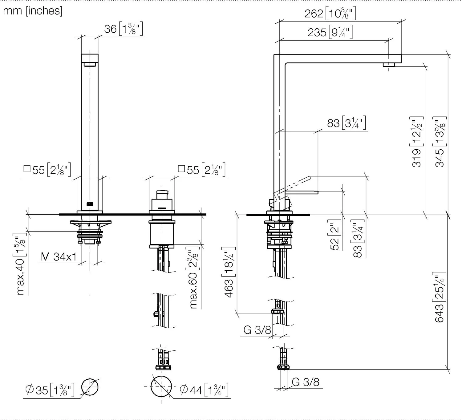 Dornbracht LOT Zweilochbatterie mit Einzelrosetten - Chrom Dornbracht LOT Zweilochbatterie mit Einzelrosetten - Chrom