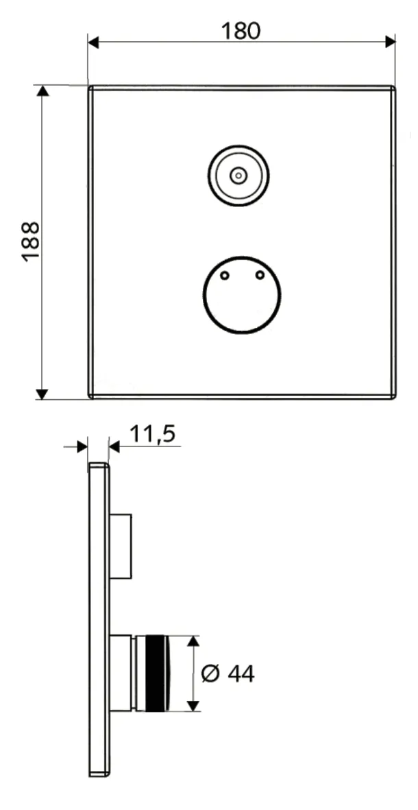 Unterputz-Dusche LINUS D-C-M, Mischwasser, Frontplatte, IP65 (CVD-Touch-Elektronik), Frontplatte chrom