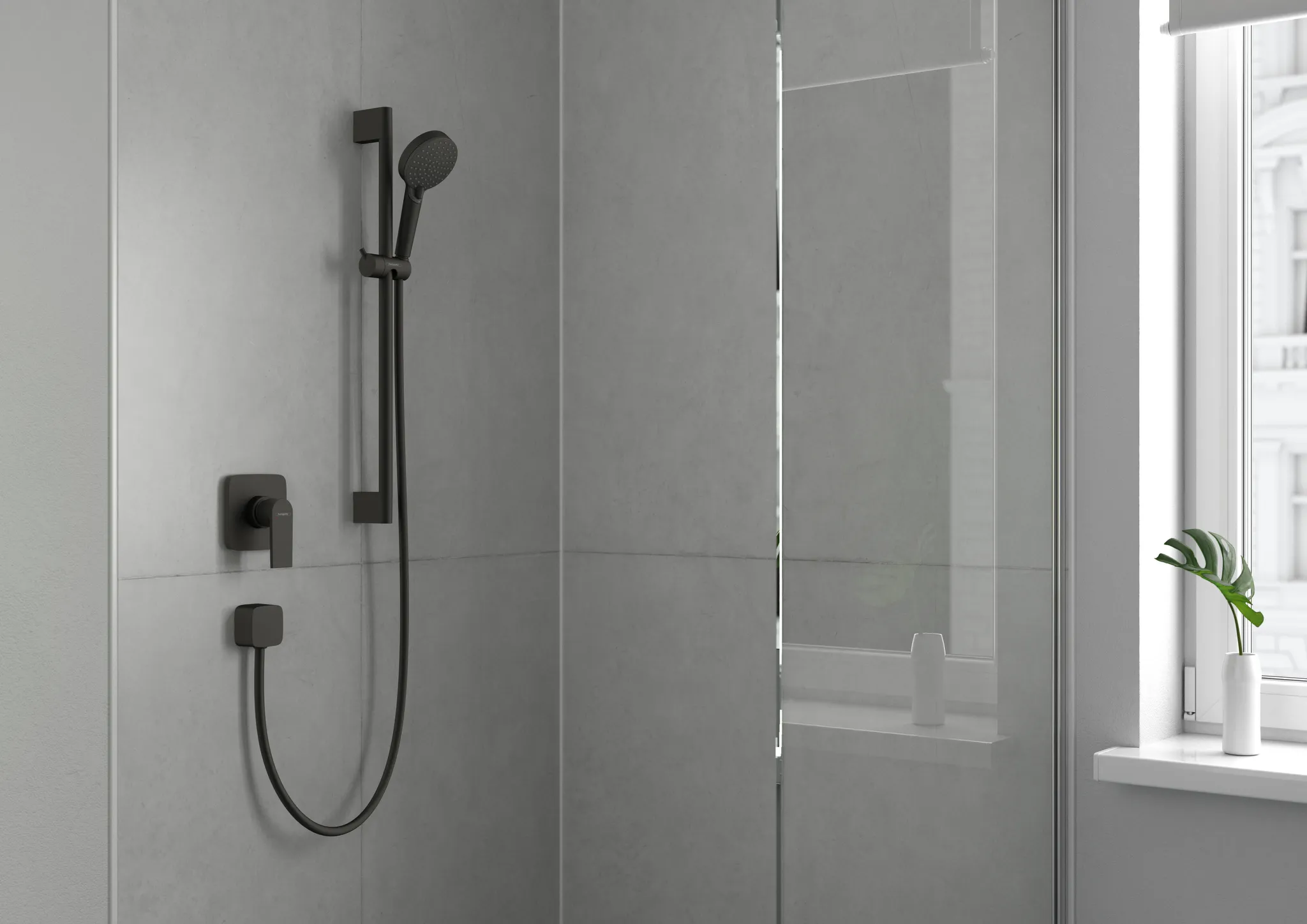 Hansgrohe FixFit Wandanschluss Square mit Rückflussverhinderer, Mattschwarz Hansgrohe FixFit Wandanschluss Square mit Rückflussverhinderer, Mattschwarz