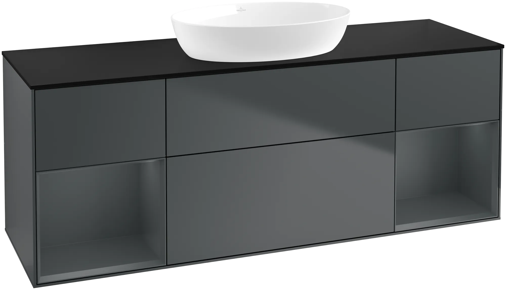Villeroy & Boch Waschbeckenunterschrank Finion FD0, Midnight Blue Matt Lacquer / Glass Black Matt