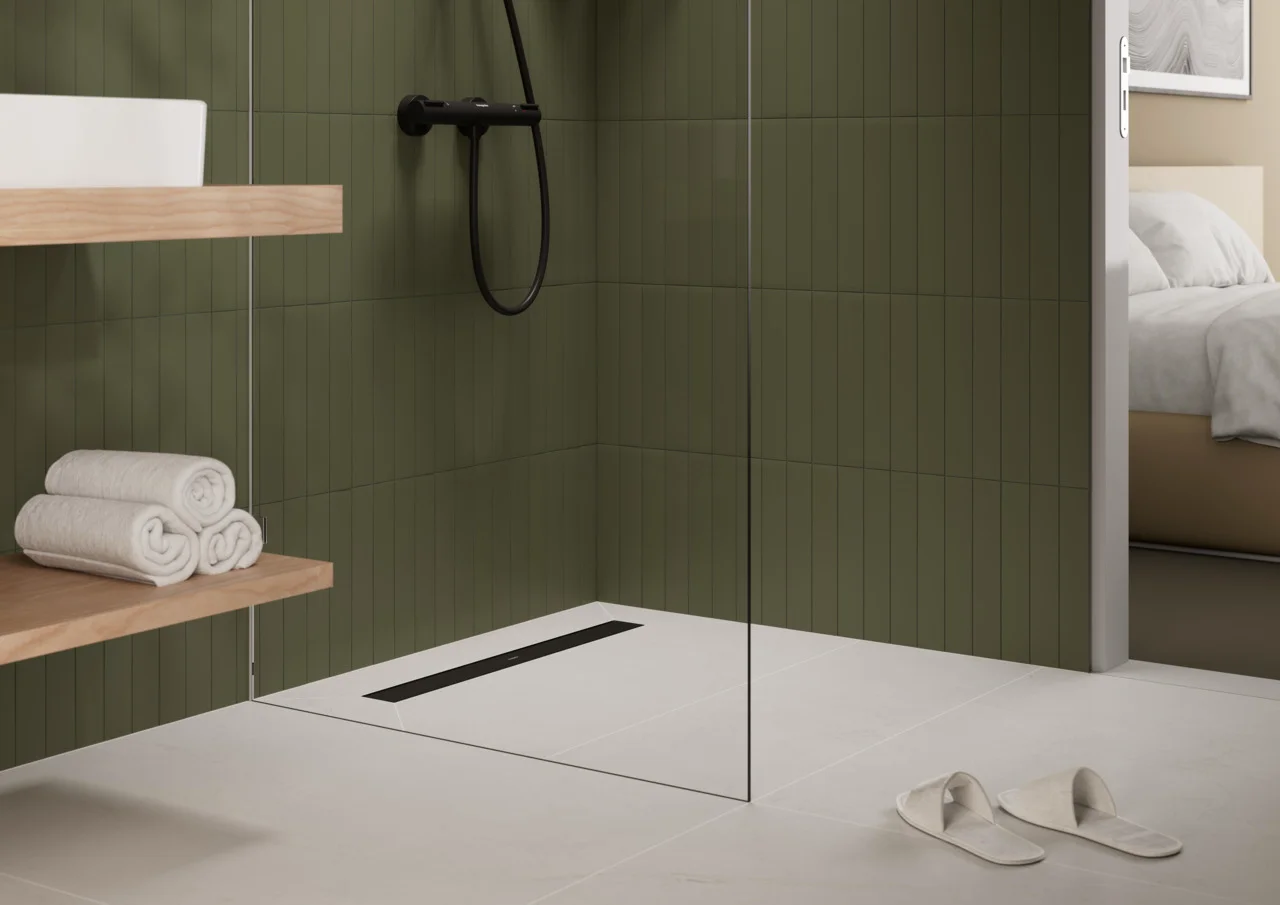 Hansgrohe RainDrain Go Komplettset Duschrinne 500 mm, rückseitig befliessbar, Mattschwarz