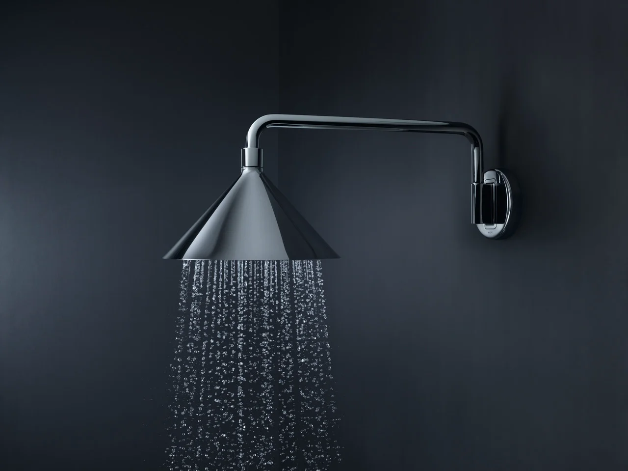Hansgrohe AXOR Showers/front Kopfbrause mit Brausearm, Chrom, 279 mm, Rain/RainAir Strahl, 15 l/min, verstellbarer Winkel, abnehmbare Strahlscheibe