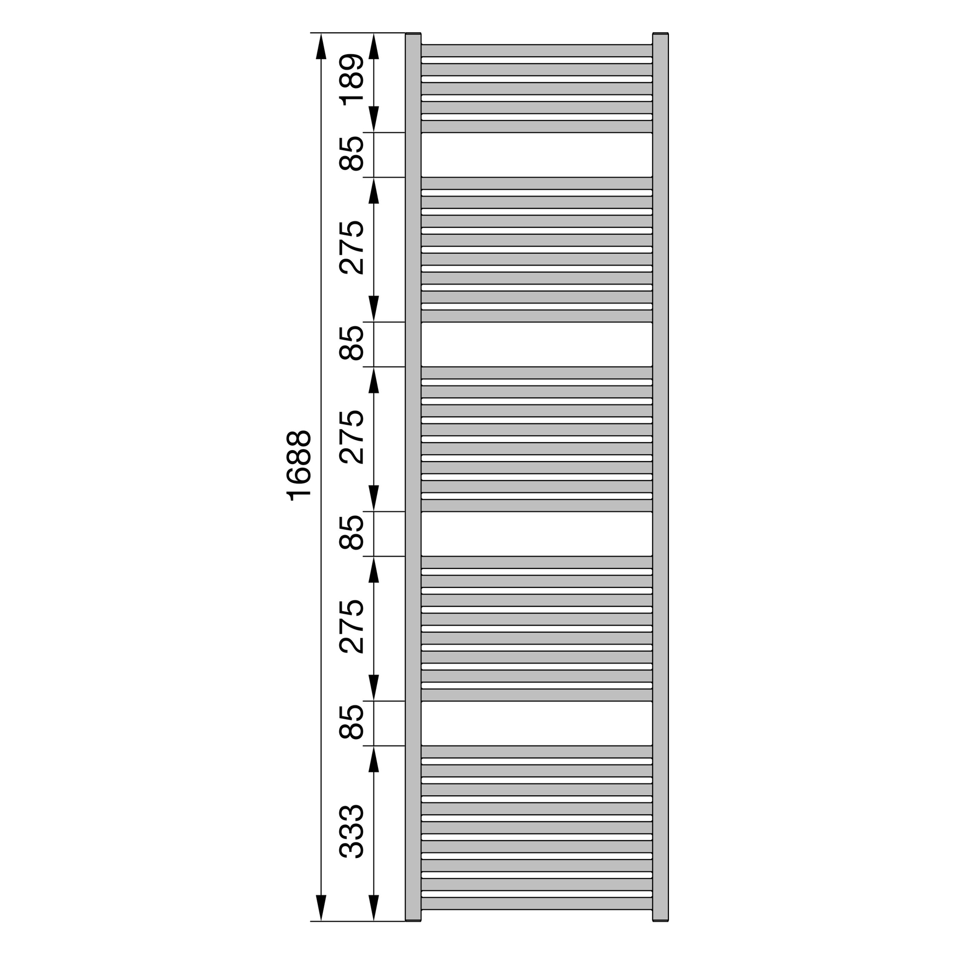 Zehnder Design-Heizkörper „Zeno“ für Warmwasser-Zentralheizung oder gemischten Betrieb mit 50 mm-Mittelanschluss einlagig 60 × 168,8 cm in Jet Black (RAL 9005, glänzend)