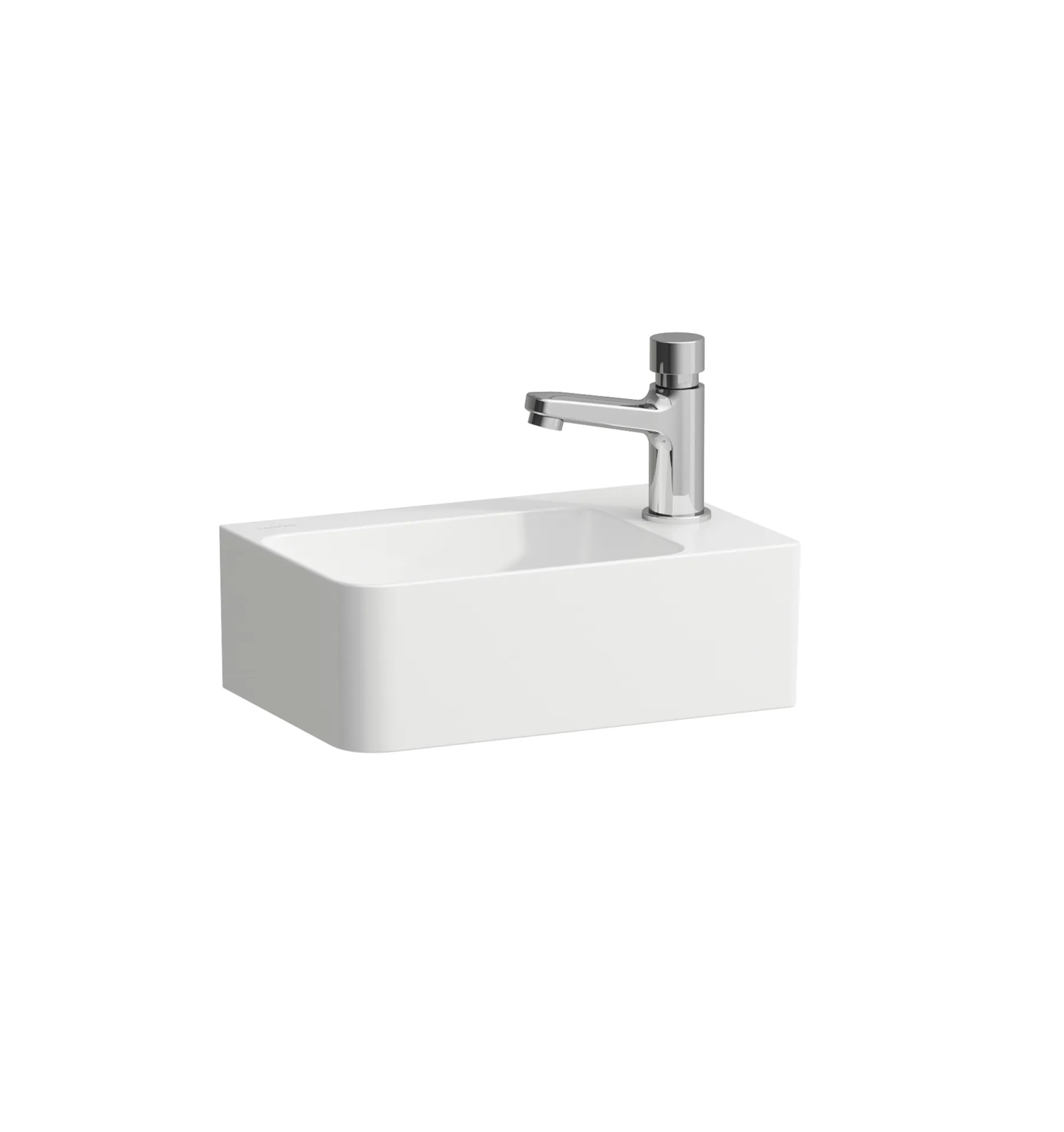 Laufen Handwaschbecken VAL 220x340x135 asymmetrisch, 1 Hahnloch rechts, weiß matt Laufen Handwaschbecken VAL 220x340x135 asymmetrisch, 1 Hahnloch rechts, weiß matt