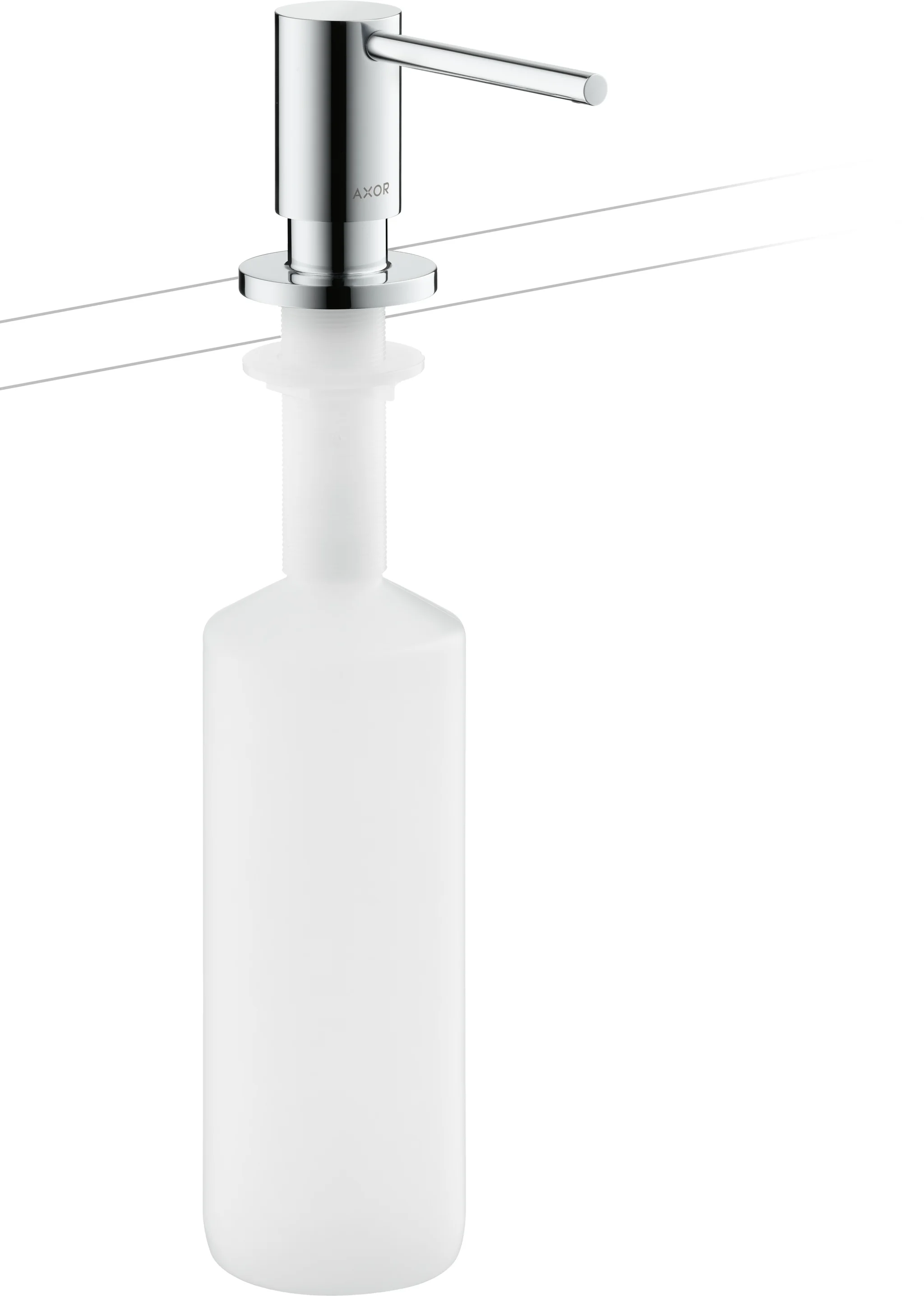 Hansgrohe AXOR Uno Spülmittelspender Chrom, Ausladung 91 mm, Metall, korrosionsbeständiges Auslaufrohr, Flascheninhalt 500 ml, Dosiermenge 2 ml, für Einbau in Arbeitsplatten bis 55 mm, einfache Montage ohne Werkzeug Hansgrohe AXOR Uno Spülmittelspender Chrom, Ausladung 91 mm, Metall, korrosionsbeständiges Auslaufrohr, Flascheninhalt 500 ml, Dosiermenge 2 ml, für Einbau in Arbeitsplatten bis 55 mm, einfache Montage ohne Werkzeug