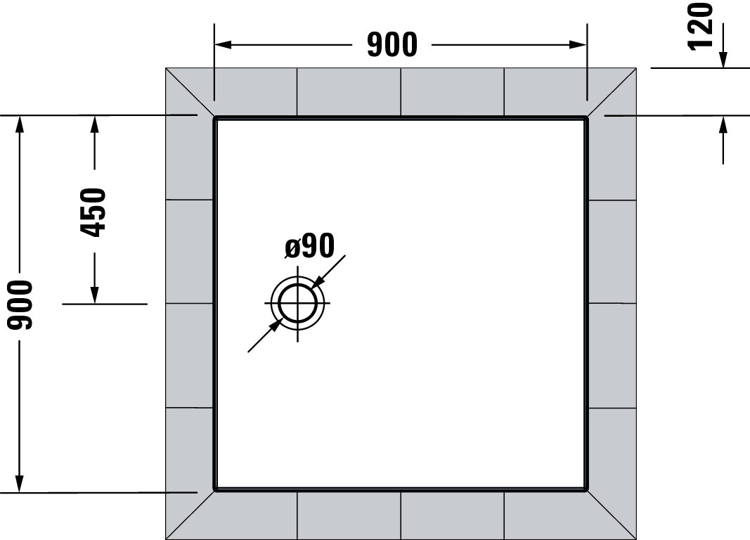 Duravit quadrat Duschwanne „Tempano“ 90 × 90 cm 