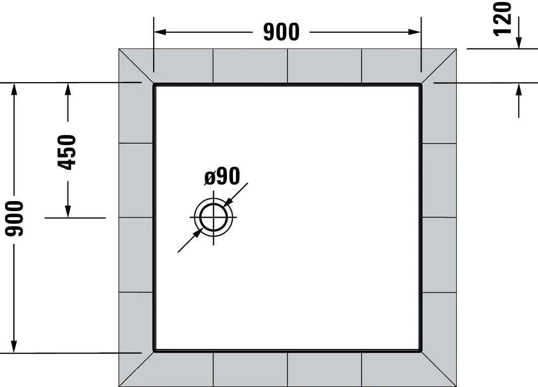 Duravit quadrat Duschwanne „Tempano“ 90 × 90 cm ohne Antislip