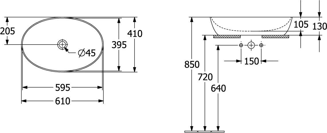 Villeroy & Boch Aufsatzwaschtisch aus TitanCeram „Artis“ 610 × 410 × 130 mm in Coal Black Villeroy & Boch Aufsatzwaschtisch aus TitanCeram „Artis“ 610 × 410 × 130 mm in Coal Black