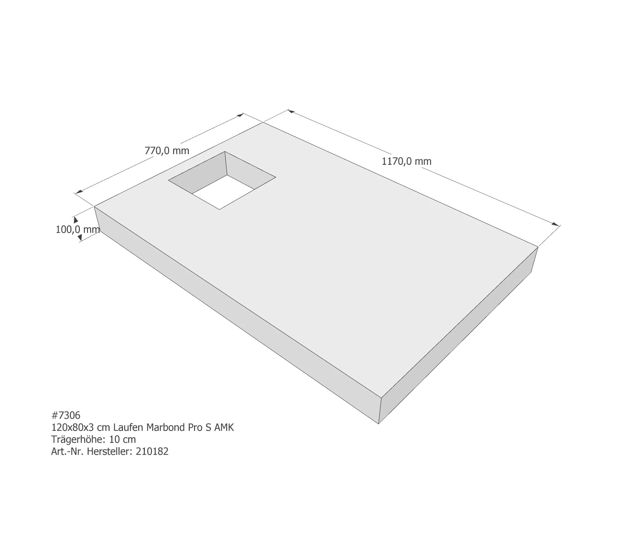 Duschwannenträger passend für Laufen Pro S 120 × 80 cm
