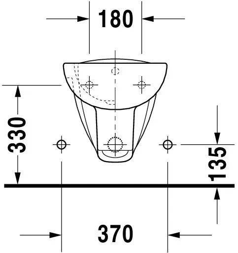 Duravit Wand-Bidet „D-Code“, Befestigung sichtbar, mit Hahnlochbank 54,5 × 35,5 × 54,5 × 35 cm