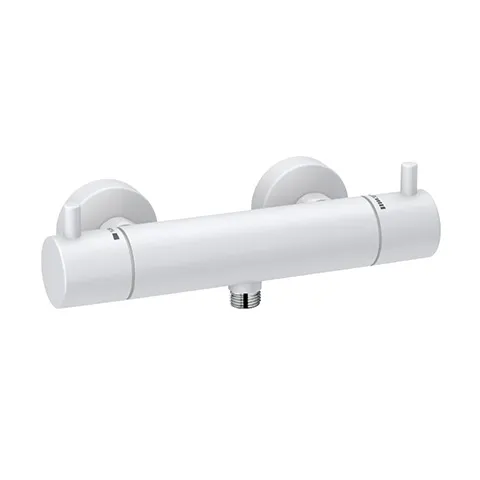 Kludi BOZZ Thermostat-Brause-Armatur mattweiß, DN 15, Wandmontage, Temperaturbegrenzer auf 43°C, eigensicher gegen Rückfließen, Brauseabgang G1/2, Durchflussmenge 18 l/min bei 3 bar, S-Anschlüsse G1/2 x G3/4 Kludi BOZZ Thermostat-Brause-Armatur mattweiß, DN 15, Wandmontage, Temperaturbegrenzer auf 43°C, eigensicher gegen Rückfließen, Brauseabgang G1/2, Durchflussmenge 18 l/min bei 3 bar, S-Anschlüsse G1/2 x G3/4
