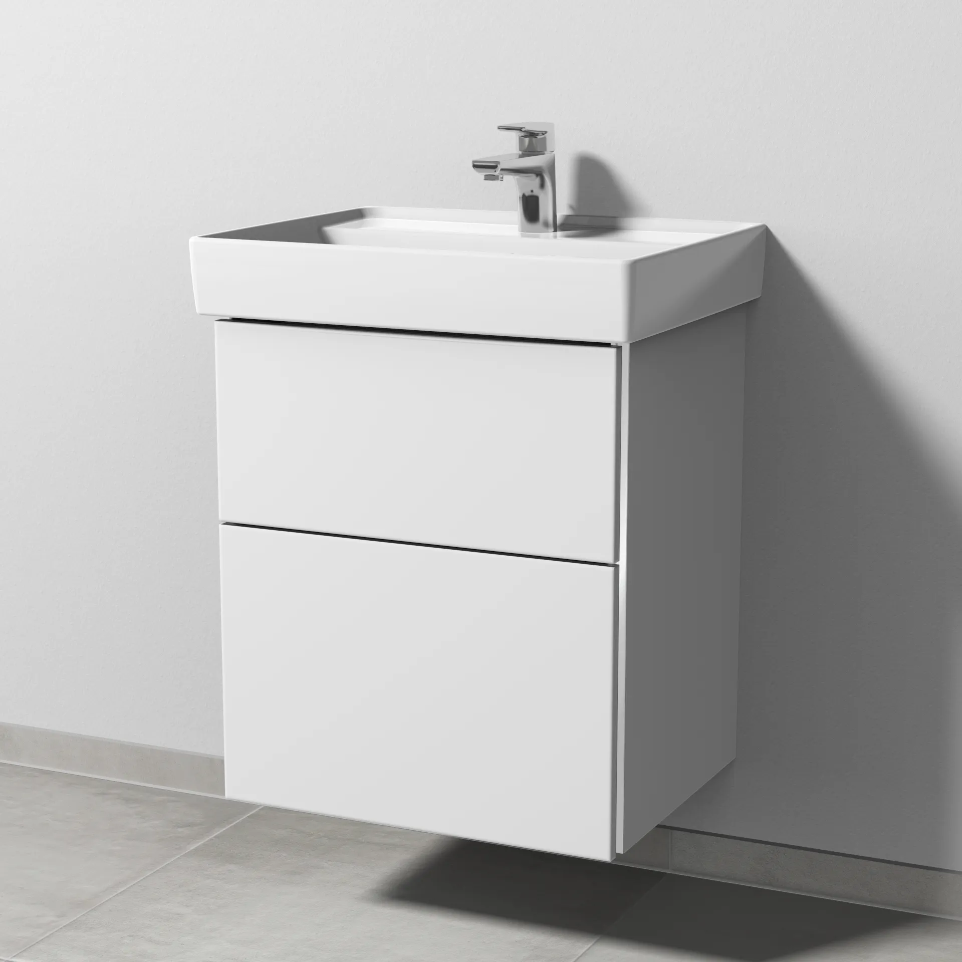 Sanipa Waschtischunterschrank „3way“ passend zu Keramik-Waschtische Collaro von Villeroy &Boch 500 × 588 × 417 mm in Weiß-Soft