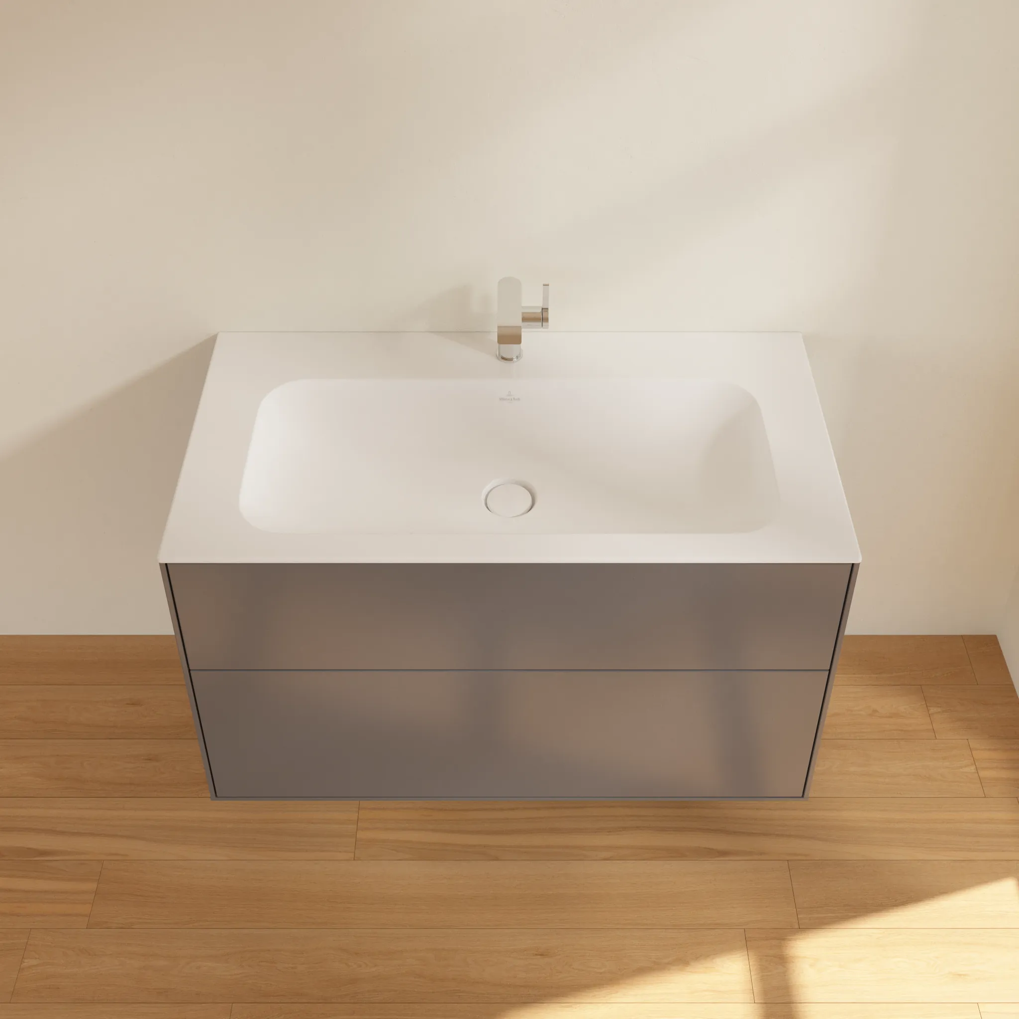 Villeroy & Boch Waschtischunterschrank „Finion“ für Schrankwaschtisch 996 × 591 × 498 mm Anthracite Matt Lacquer, für Becken mittig