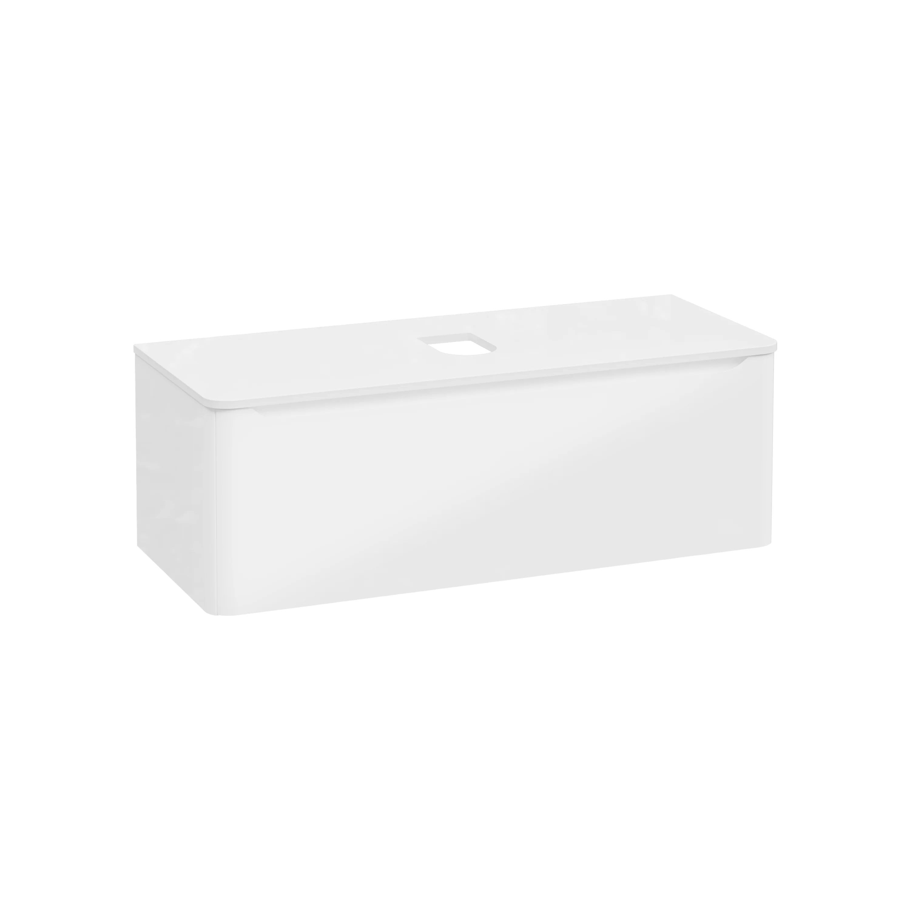 New Integra Round Waschtischunterschrank für Aufsatzwaschtisch mit 1 Vollauszug 120 x 52 x 42 cm (BxTxH) Weiß Hochglanz