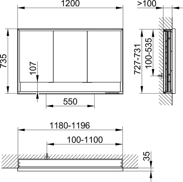 KEUCO Wandeinbau Spiegelschrank mit offenem Ablagefach „Royal Lumos“ in Silber (eloxiert), Unterputz, mit Steckdosen, ohne Spiegelheizung 1200 × 735 × 130 mm KEUCO Wandeinbau Spiegelschrank mit offenem Ablagefach „Royal Lumos“ in Silber (eloxiert), Unterputz, mit Steckdosen, ohne Spiegelheizung 1200 × 735 × 130 mm
