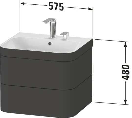 Duravit Waschtischunterschrank c-shaped Set wandhängend „Happy D.2 Plus“ 57,5 × 48 × 49 cm