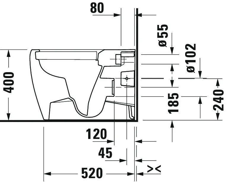 Stand-Tiefspül-WC „Qatego“ 39 × 40 × 60 cm in, mit Spülrand