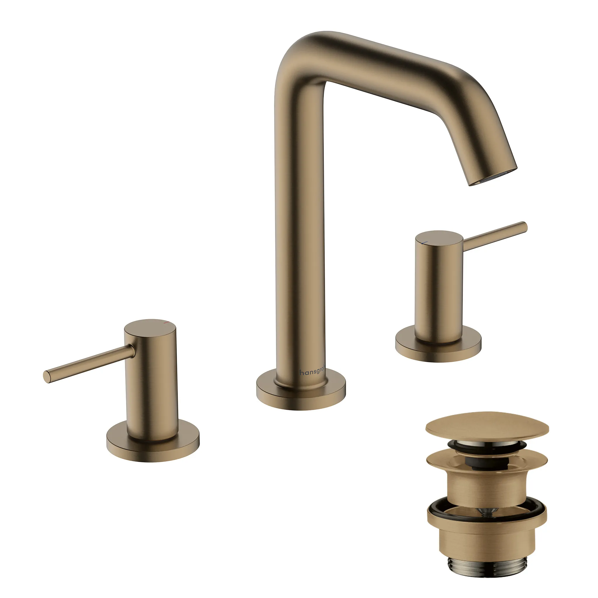 Tecturis S 3-Loch Waschtischarmatur 150 mit Push-Open Ablaufgarnitur Chrom