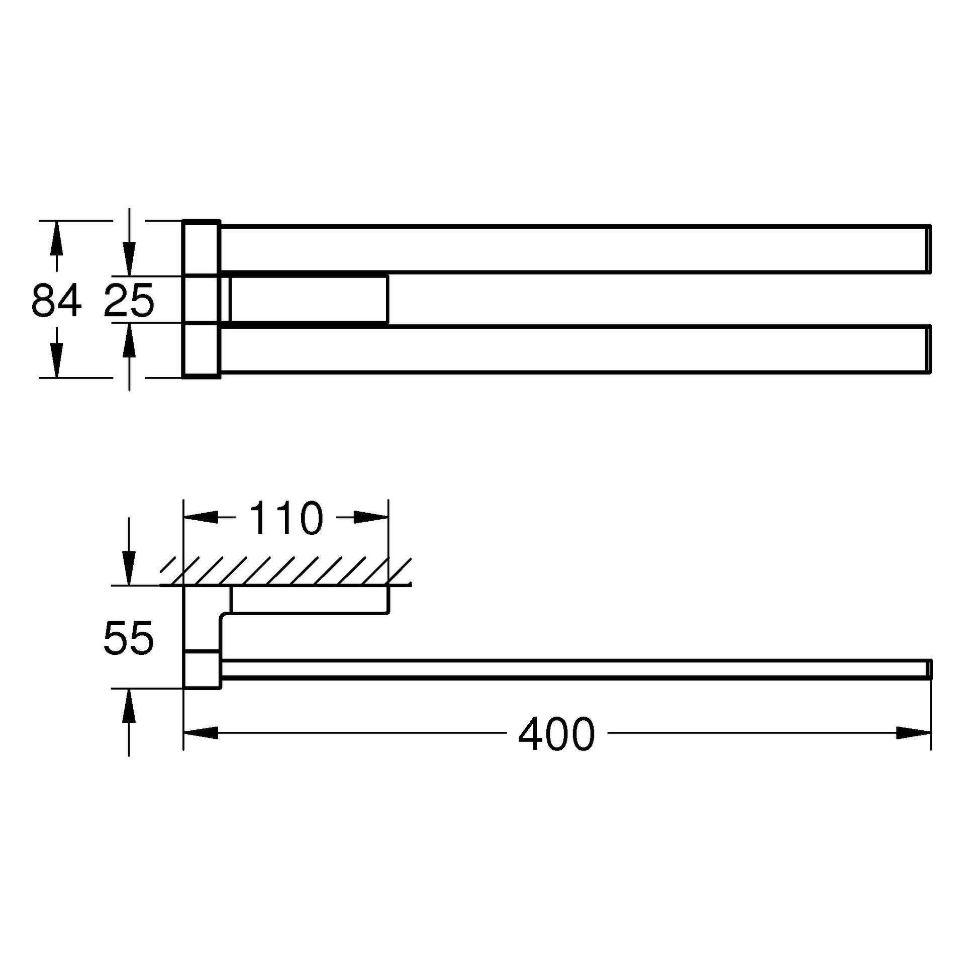 Doppel-Handtuchhalter Selection Cube 40768, 2-armig, schwenkbar, 400 mm, chrom