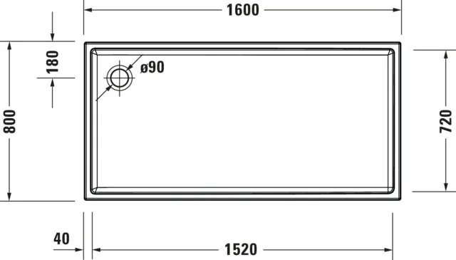 Duravit rechteck Duschwanne „Starck Slimline“ 160 × 80 cm 