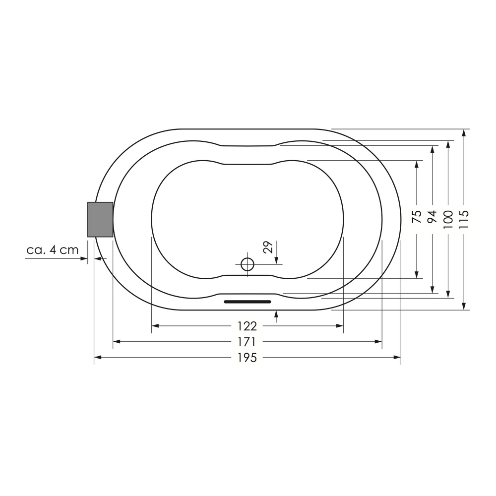 repaBAD Badewanne „Wega“ oval 1950 × 1150 mm in Weiß repaBAD Badewanne „Wega“ oval 1950 × 1150 mm in Weiß