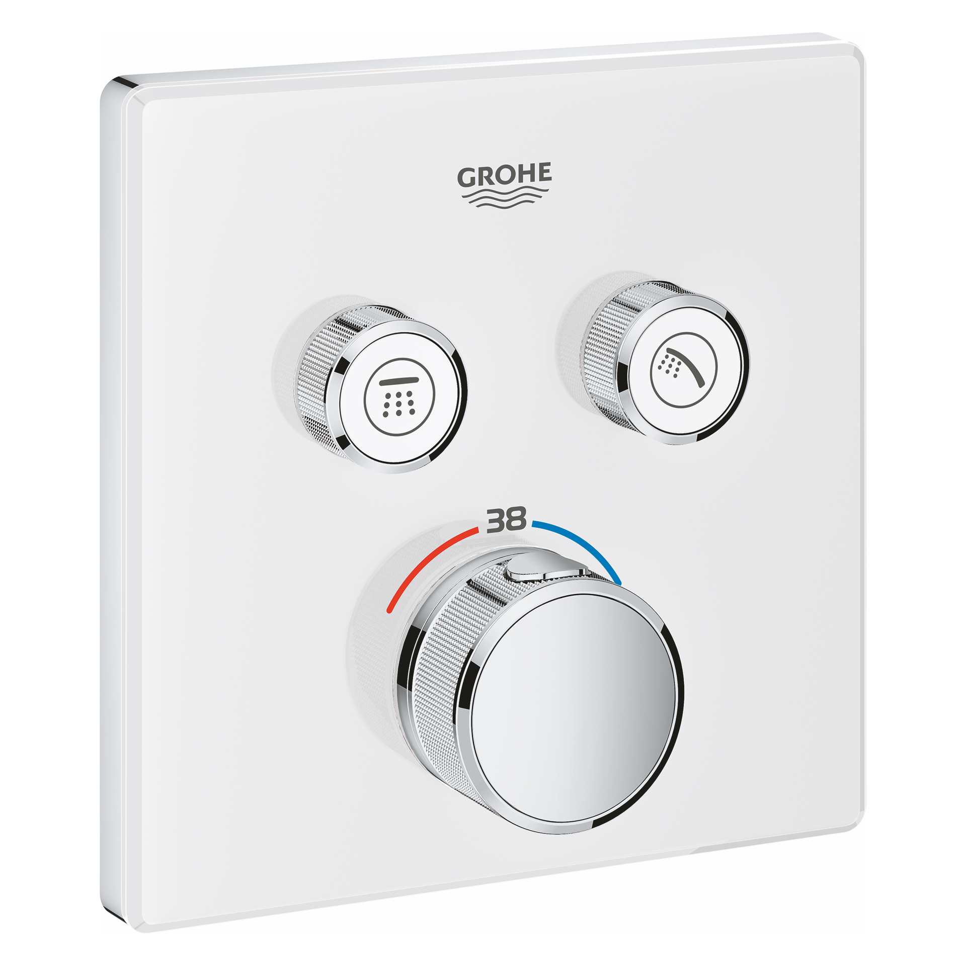 Thermostat Grohtherm SmartControl 29156, mit 2 Absperrventilen, Fertigmontageset für Rapido SmartBox, Wandrosette eckig, moon white