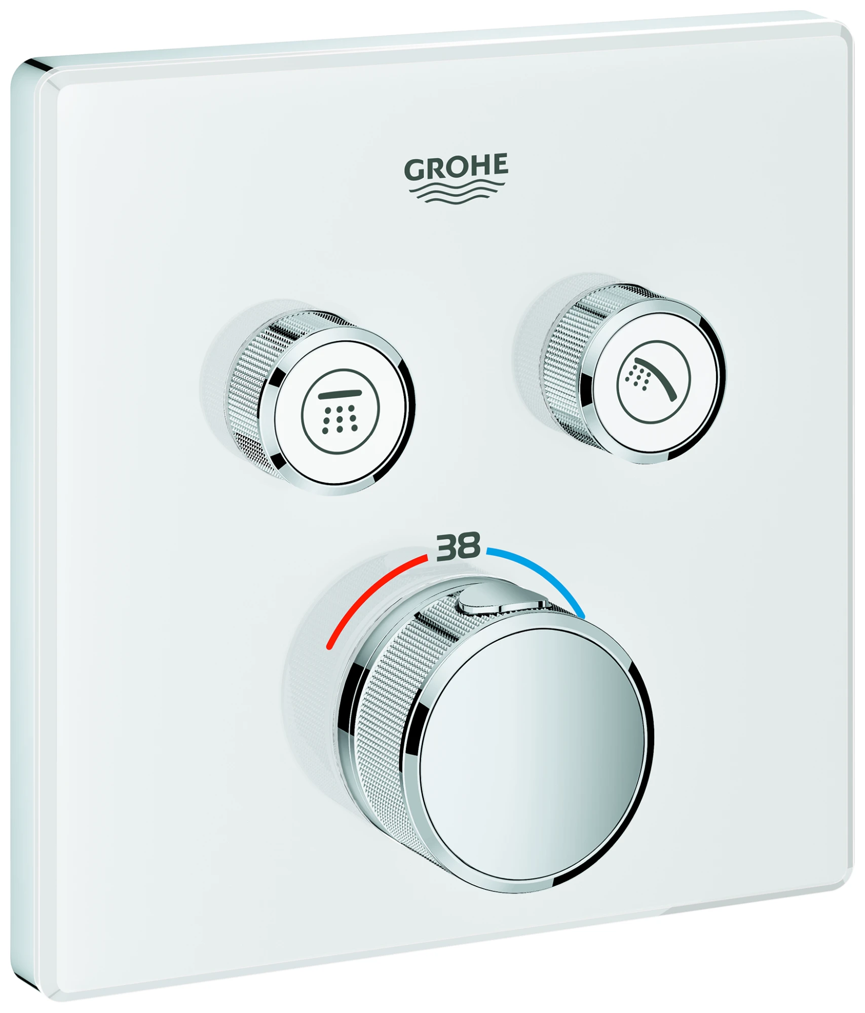 Thermostat Grohtherm SmartControl 29156, mit 2 Absperrventilen, Fertigmontageset für Rapido SmartBox, Wandrosette eckig, moon white