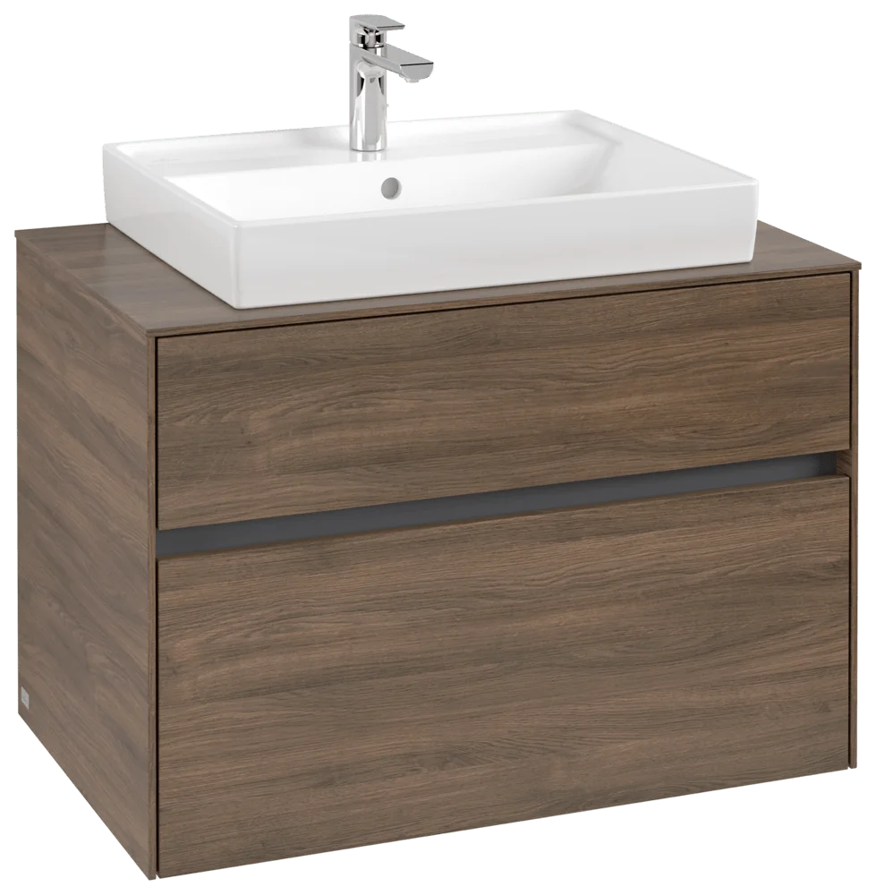 Villeroy & Boch Waschbeckenunterschrank Collaro Arizona Oak, 800x548x500 mm, Eckig mit SoftClosing und integrierten Aluminiumgriffen