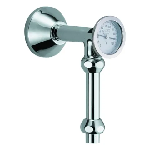 Abgangsbogen 12440, DN 15, Ausladung 50 bis 100 mm, mit Thermometer Abgangsbogen 12440, DN 15, Ausladung 50 bis 100 mm, mit Thermometer