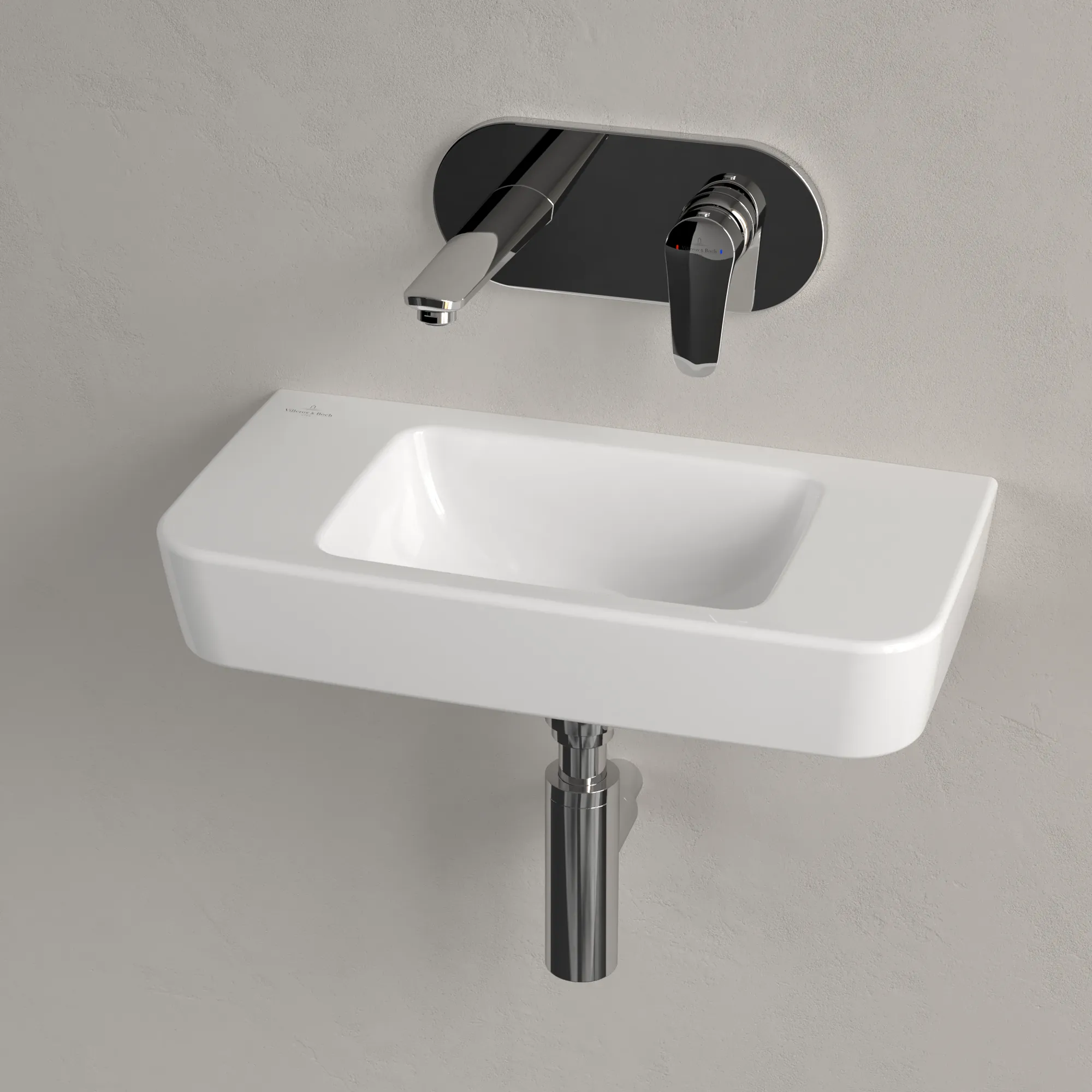 Villeroy & Boch Handwaschbecken „O.novo“ Compact 500 × 250 × 145 mm, für Becken mittig, ohne Hahnlochbohrung