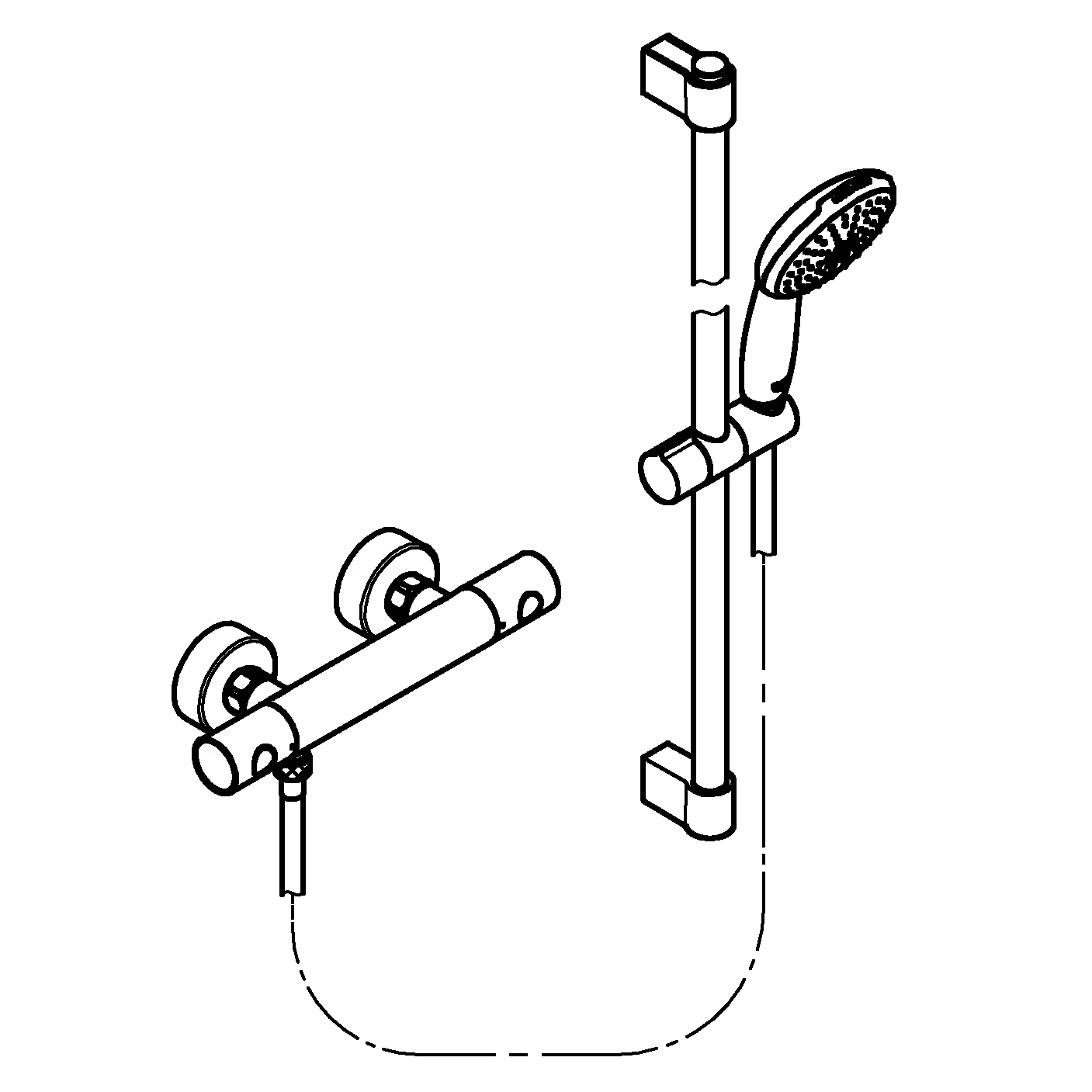 Thermostat-Brausebatterie Grohtherm 800 Cosmopolitan 34768_1, mit Tempesta Brausestangenset 600mm, 2 Strahlarten: Rain/Jet, chrom