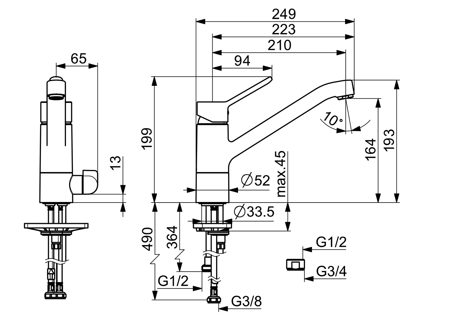 HansaPRIMO Einhebelmischer Küchenarmatur mit Spülmaschinenventil 4950, Ausladung 210 mm, DN15, Chrom HansaPRIMO Einhebelmischer Küchenarmatur mit Spülmaschinenventil 4950, Ausladung 210 mm, DN15, Chrom