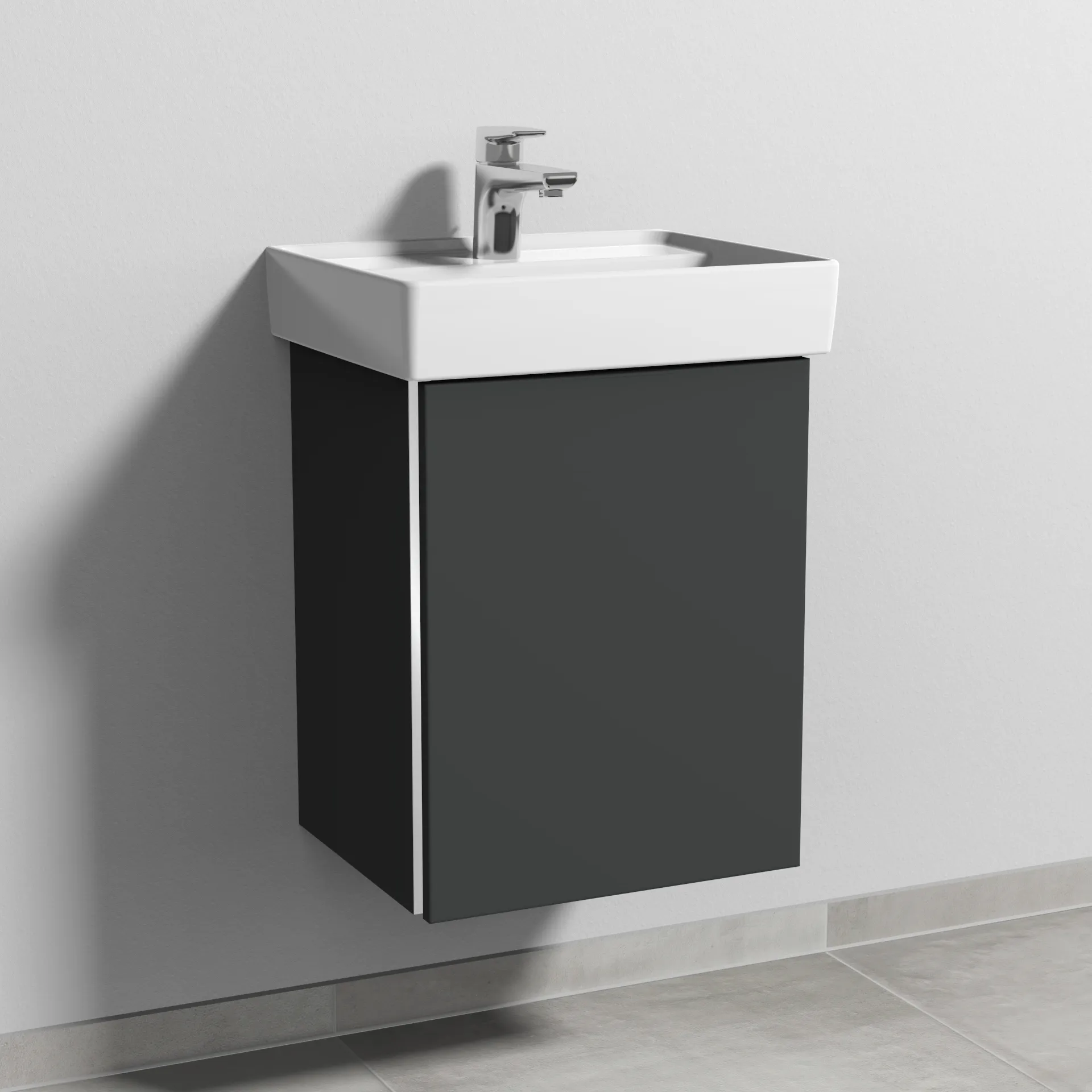 Sanipa Waschtischunterschrank „3way“ passend zu Keramik-Waschtische Collaro von Villeroy &Boch 400 × 517 × 347 mm in Graphit (matt), Anschlag rechts