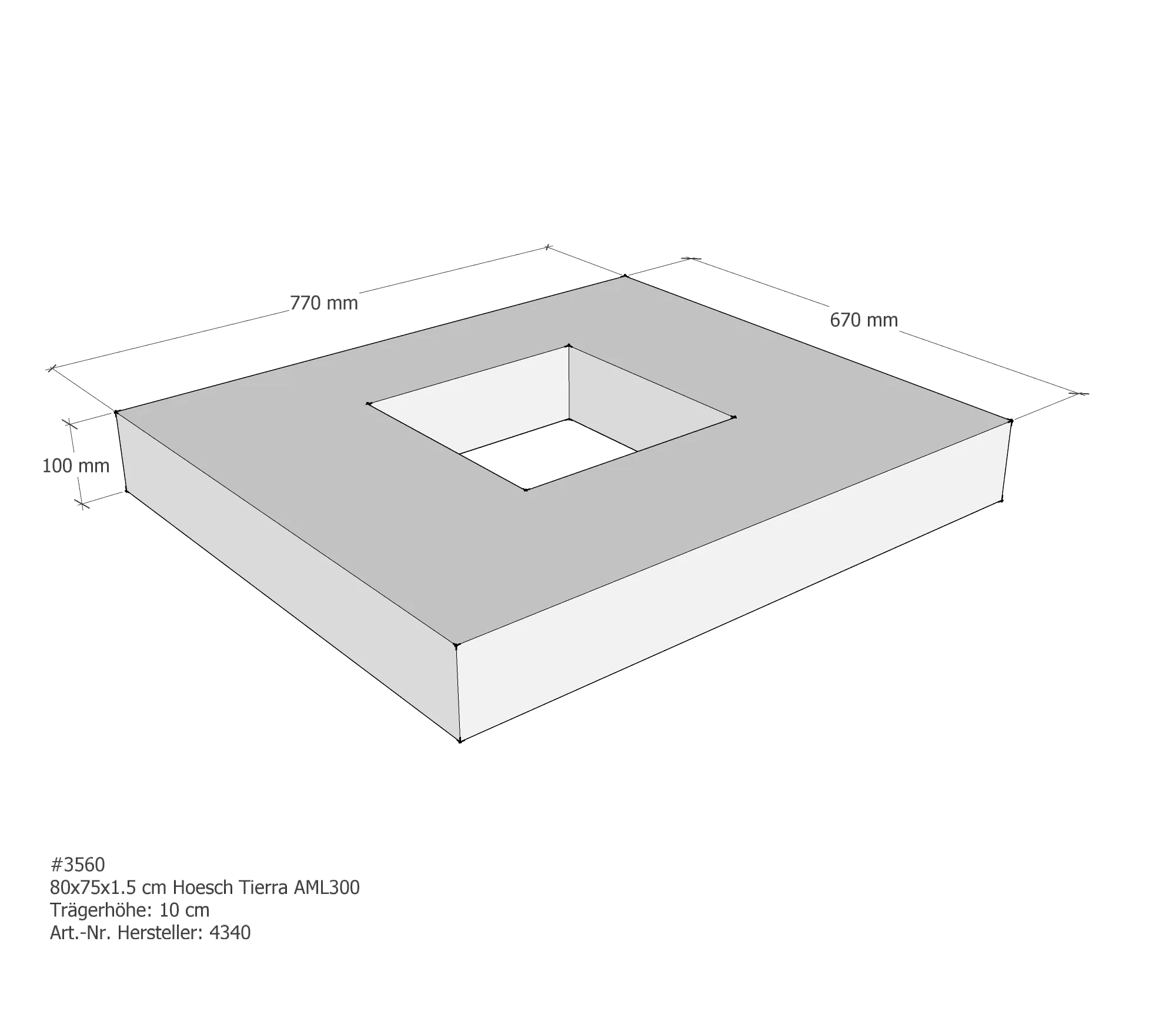 Duschwannenträger für Hoesch Tierra 80 × 75 × 1,5 cm Duschwannenträger für Hoesch Tierra 80 × 75 × 1,5 cm