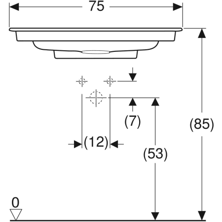 Schrankwaschtisch „One“ mit horizontalem Ablauf 75 × 48 cm in weiß alpin mit KeraTect® Schrankwaschtisch „One“ mit horizontalem Ablauf 75 × 48 cm in weiß alpin mit KeraTect®