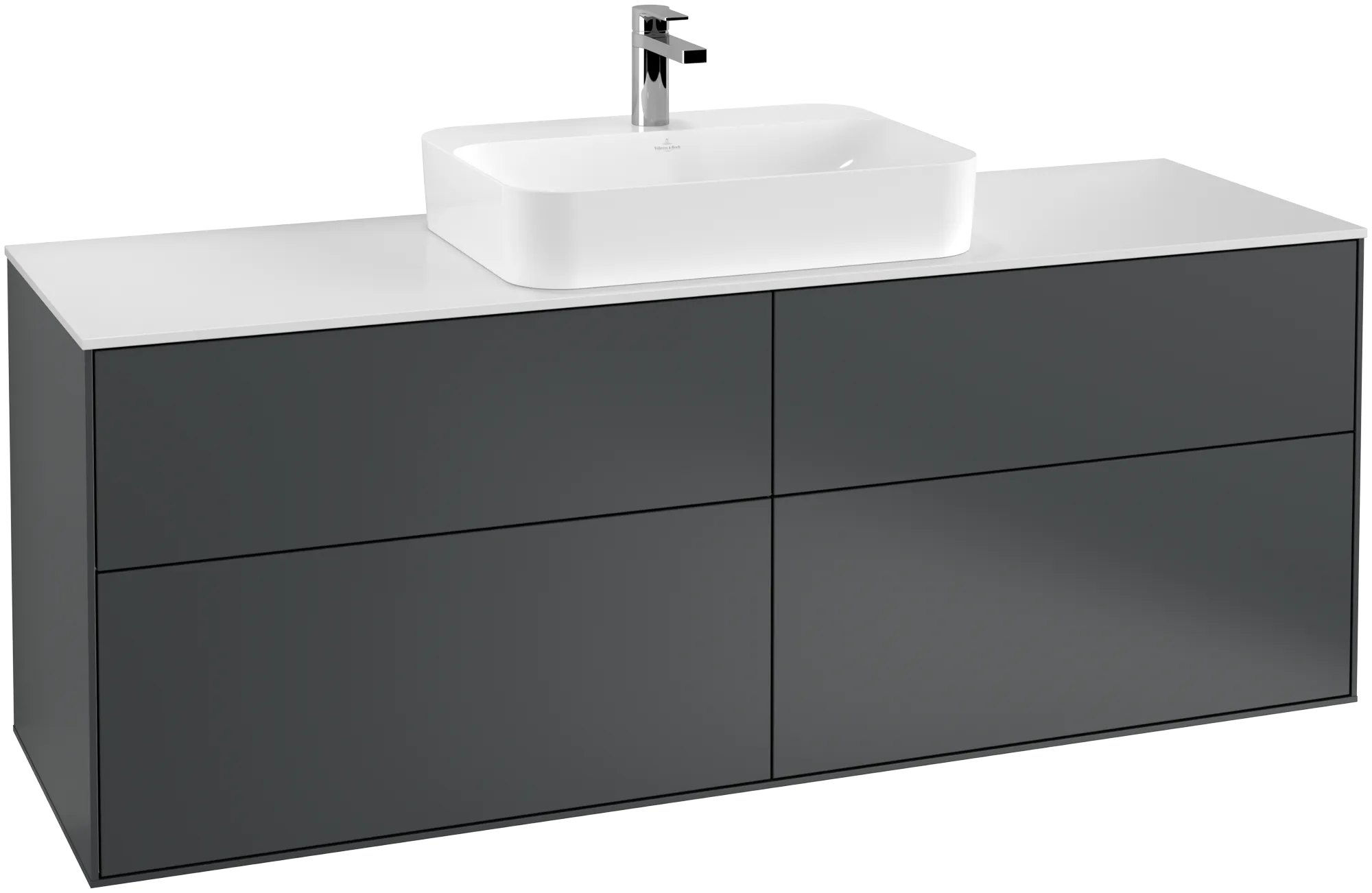 Villeroy & Boch Finion Waschbeckenunterschrank G44, 1600x603x501mm, Midnight Blue Matt Lacquer / Glass White Matt
