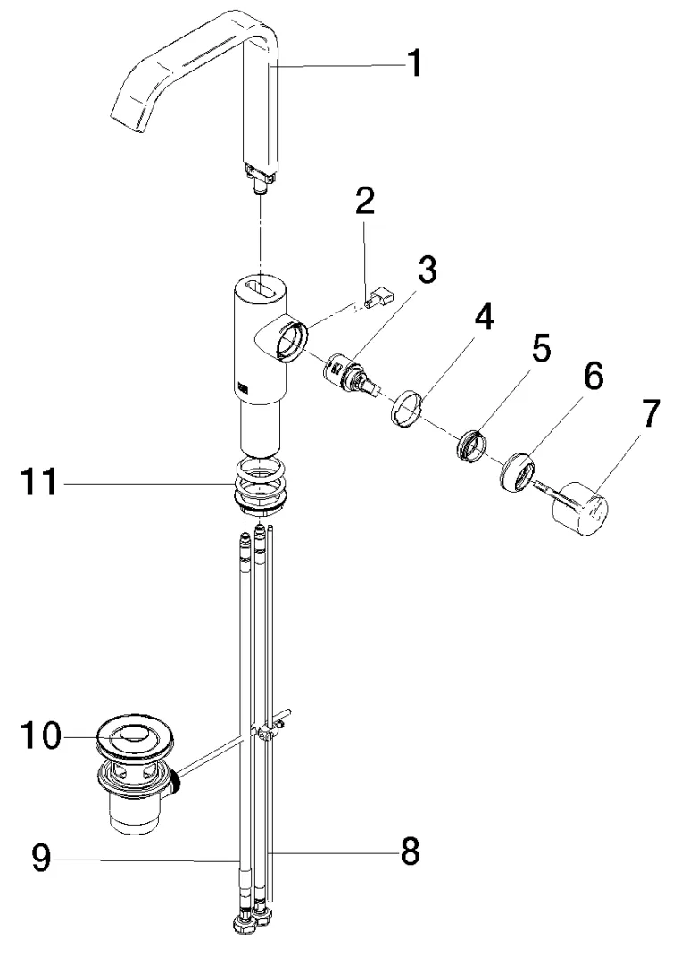 Waschtisch-Einhandbatterie mit hohem Auslauf mit Ablaufgarnitur IMO Chrom 33528671 Waschtisch-Einhandbatterie mit hohem Auslauf mit Ablaufgarnitur IMO Chrom 33528671