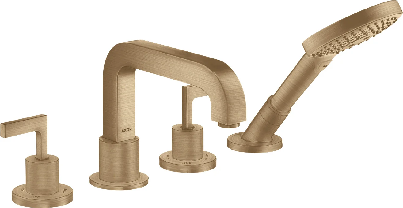 Hansgrohe AXOR Citterio 4-Loch Wannenrandarmatur Brushed Bronze, Ausladung 190 mm, max. Durchfluss 21 l/min, Keramikventile 90°, Rückflussverhinderer Hansgrohe AXOR Citterio 4-Loch Wannenrandarmatur Brushed Bronze, Ausladung 190 mm, max. Durchfluss 21 l/min, Keramikventile 90°, Rückflussverhinderer