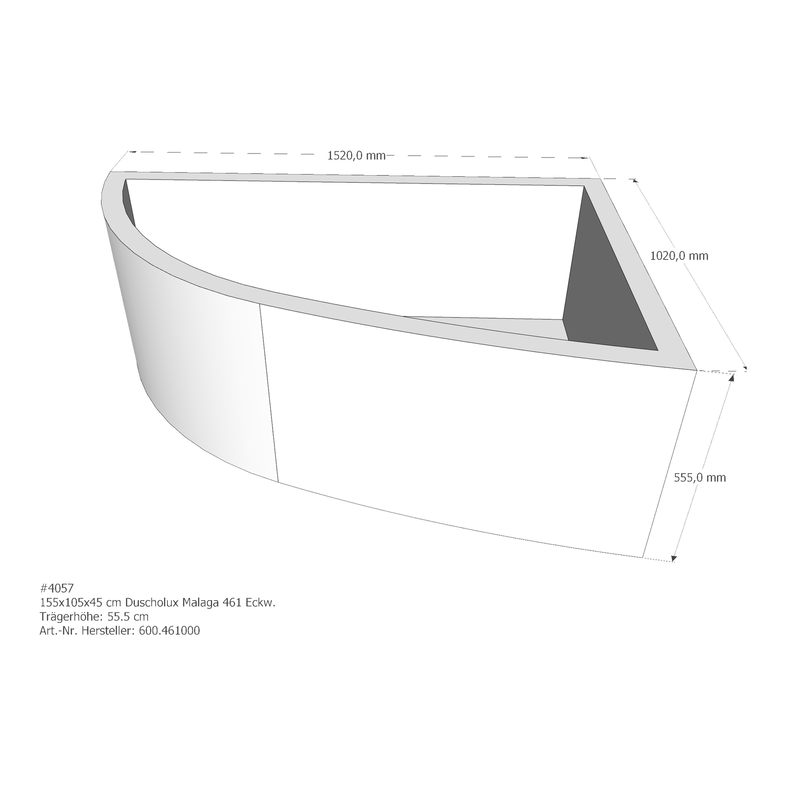 Badewannenträger für Duscholux 155 × 105 × 45 cm Badewannenträger für Duscholux 155 × 105 × 45 cm